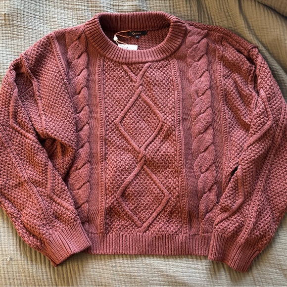 Quince Sweaters - Quince Women's Cable Knit Sweater in Rose Taupe